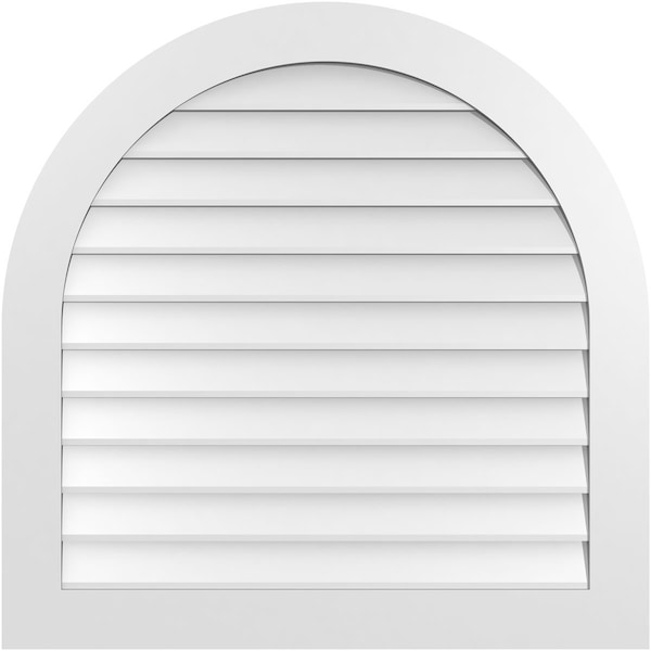 Ekena Millwork Round Top Surface Mount PVC Gable Vent: Non-Functional, w/ 3-1/2"W x 1"P Standard Frame, 38"W x 38"H - GVPRT38X3801SN
