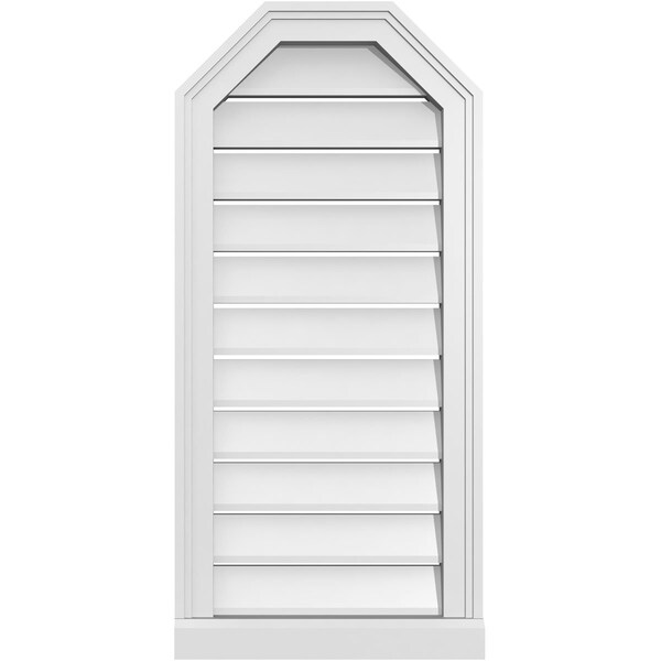 Ekena Millwork Octagonal Top Surface Mount PVC Gable Vent w/ 2"W x 2"P Brickmould Sill Frame, 16"W x 34"H - GVPOT16X3403SF