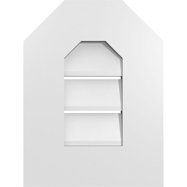 Ekena Millwork Octagonal Top Surface Mount PVC Gable Vent: Functional, w/ 3-1/2"W x 1"P Standard Frame, 12"W x 16"H - GVPOT12X1601SF