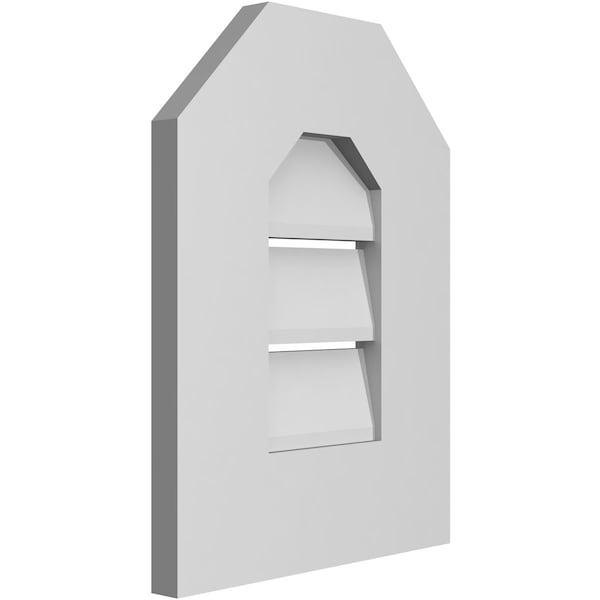 Ekena Millwork Octagonal Top Surface Mount PVC Gable Vent: Functional, w/ 3-1/2"W x 1"P Standard Frame, 12"W x 16"H - GVPOT12X1601SF