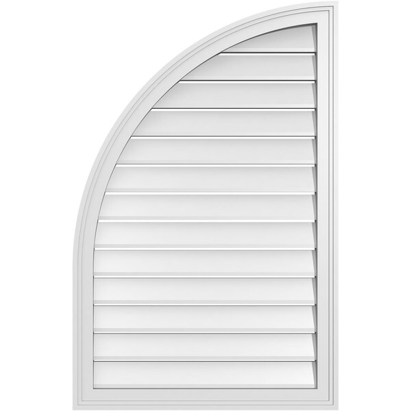 Ekena Millwork Quarter Round Top Left Surface Mount PVC Gable Vent w/ 2"W x 1-1/2"P Brickmould Frame, 26"W x 40"H - GVPQL26X4002SF