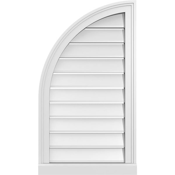 Ekena Millwork Quarter Round Top Left Surface Mount PVC Gable Vent w/ 2"W x 2"P Brickmould Sill Frame, 18"W x 32"H - GVPQL18X3203SF