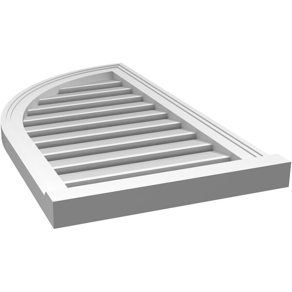 Ekena Millwork Quarter Round Top Left Surface Mount PVC Gable Vent w/ 2"W x 2"P Brickmould Sill Frame, 18"W x 32"H - GVPQL18X3203SF