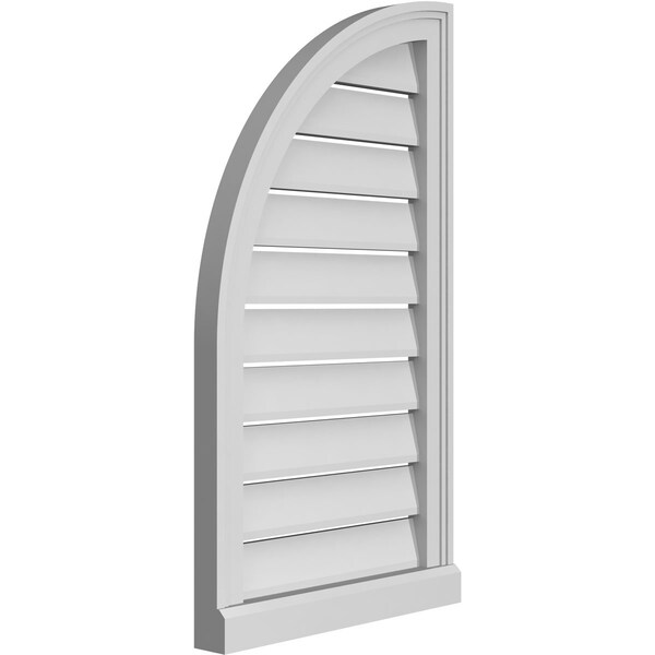 Ekena Millwork Quarter Round Top Left Surface Mount PVC Gable Vent w/ 2"W x 2"P Brickmould Sill Frame, 18"W x 32"H - GVPQL18X3203SF