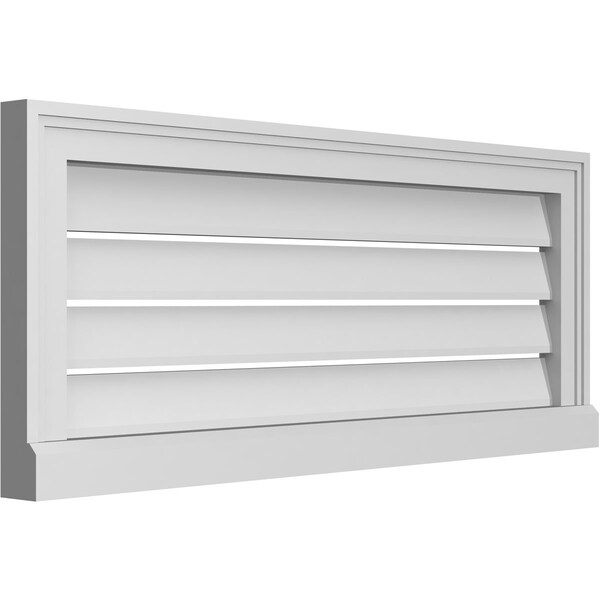 Ekena Millwork Vertical Surface Mount PVC Gable Vent: Functional, w/ 2"W x 2"P Brickmould Sill Frame, 34"W x 14"H - GVPVE34X1403SF