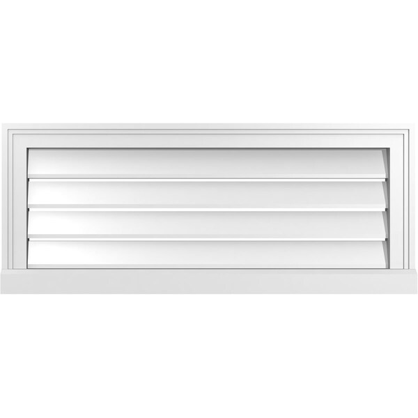 Ekena Millwork Vertical Surface Mount PVC Gable Vent: Functional, w/ 2"W x 2"P Brickmould Sill Frame, 34"W x 14"H - GVPVE34X1403SF
