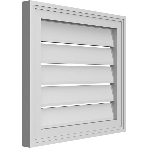 Ekena Millwork Vertical Surface Mount PVC Gable Vent: Functional, w/ 2"W x 1-1/2"P Brickmould Frame, 20"W x 18"H - GVPVE20X1802SF