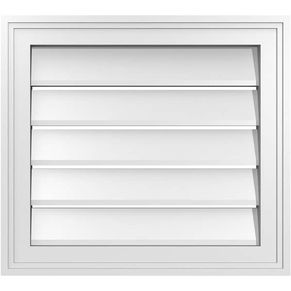 Ekena Millwork Vertical Surface Mount PVC Gable Vent: Functional, w/ 2"W x 1-1/2"P Brickmould Frame, 20"W x 18"H - GVPVE20X1802SF