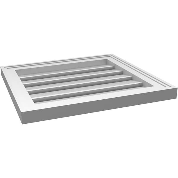 Ekena Millwork Vertical Surface Mount PVC Gable Vent: Functional, w/ 2"W x 1-1/2"P Brickmould Frame, 20"W x 18"H - GVPVE20X1802SF