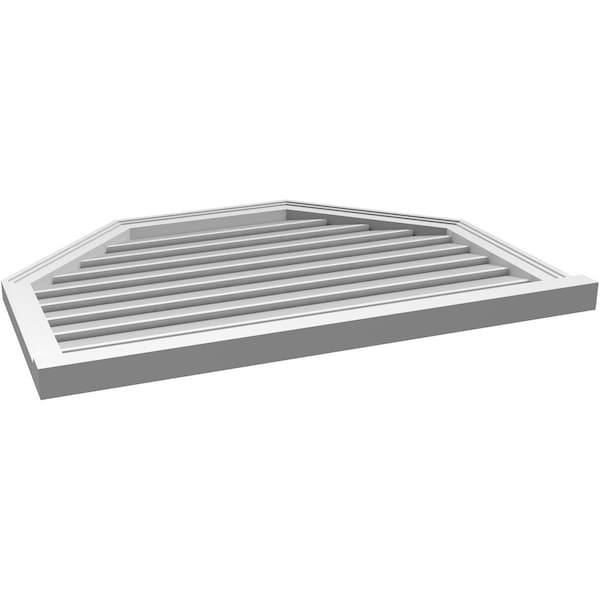 Ekena Millwork Octagonal Top Surface Mount PVC Gable Vent w/ 2"W x 2"P Brickmould Sill Frame, 38"W x 28"H - GVPOT38X2803SF