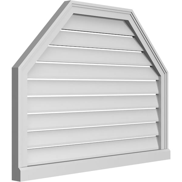 Ekena Millwork Octagonal Top Surface Mount PVC Gable Vent w/ 2"W x 2"P Brickmould Sill Frame, 38"W x 28"H - GVPOT38X2803SF