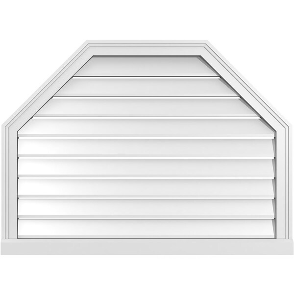 Ekena Millwork Octagonal Top Surface Mount PVC Gable Vent w/ 2"W x 2"P Brickmould Sill Frame, 38"W x 28"H - GVPOT38X2803SF