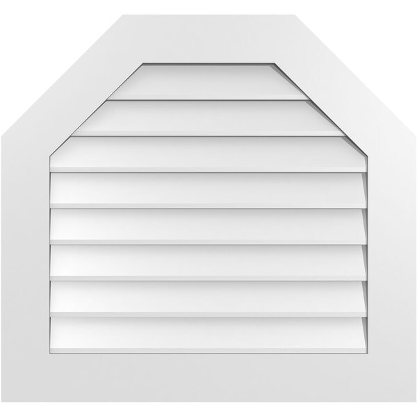 Ekena Millwork Octagonal Top Surface Mount PVC Gable Vent w/ 3-1/2"W x 1"P Standard Frame, 30"W x 28"H - GVPOT30X2801SN