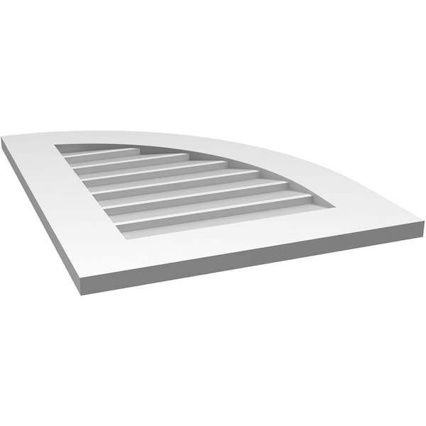 Ekena Millwork Quarter Round Top Right Surface Mount PVC Gable Vent w/ 3-1/2"W x 1"P Standard Frame, 20"W x 26"H - GVPQR20X2601SN