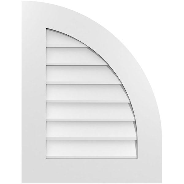 Ekena Millwork Quarter Round Top Right Surface Mount PVC Gable Vent w/ 3-1/2"W x 1"P Standard Frame, 20"W x 26"H - GVPQR20X2601SN