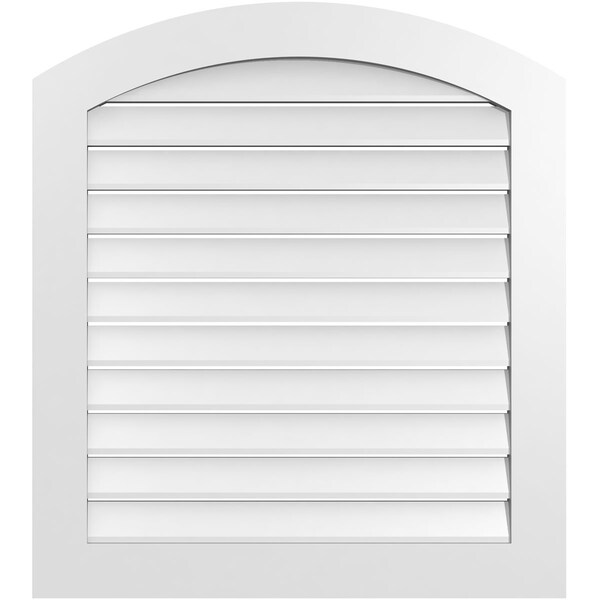 Ekena Millwork Arch Top Surface Mount PVC Gable Vent: Non-Functional, w/ 3-1/2"W x 1"P Standard Frame, 34"W x 36"H - GVPAR34X3601SN