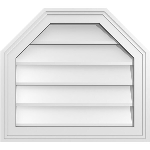 Ekena Millwork Octagonal Top Surface Mount PVC Gable Vent w/ 2"W x 1-1/2"P Brickmould Frame, 20"W x 18"H - GVPOT20X1802SN