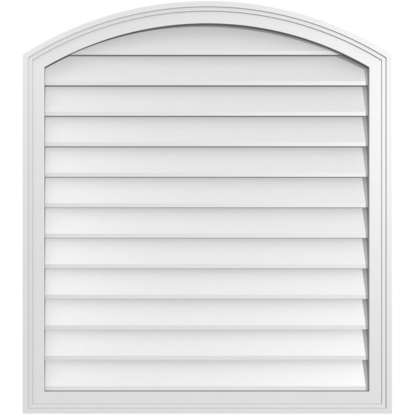 Ekena Millwork Arch Top Surface Mount PVC Gable Vent: Functional, w/ 2"W x 1-1/2"P Brickmould Frame, 34"W x 38"H - GVPAR34X3802SF