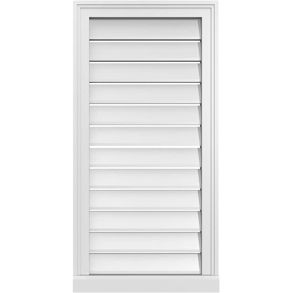 Ekena Millwork Vertical Surface Mount PVC Gable Vent: Functional, w/ 2"W x 2"P Brickmould Sill Frame, 18"W x 36"H - GVPVE18X3603SF