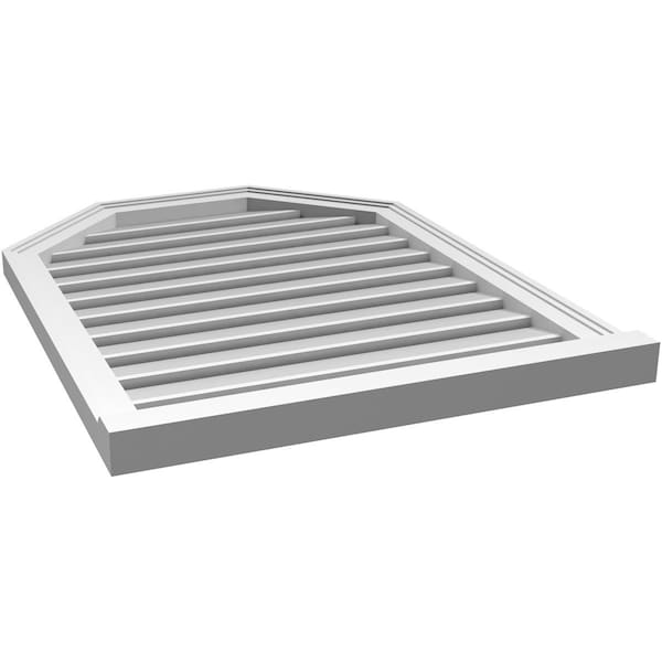 Ekena Millwork Octagonal Top Surface Mount PVC Gable Vent w/ 2"W x 2"P Brickmould Sill Frame, 26"W x 34"H - GVPOT26X3403SF