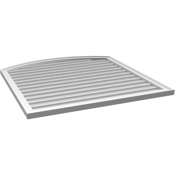 Ekena Millwork Arch Top Surface Mount PVC Gable Vent: Functional, w/ 2"W x 1-1/2"P Brickmould Frame, 42"W x 42"H - GVPAR42X4202SF