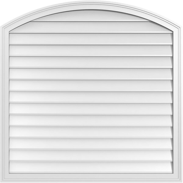 Ekena Millwork Arch Top Surface Mount PVC Gable Vent: Functional, w/ 2"W x 1-1/2"P Brickmould Frame, 42"W x 42"H - GVPAR42X4202SF