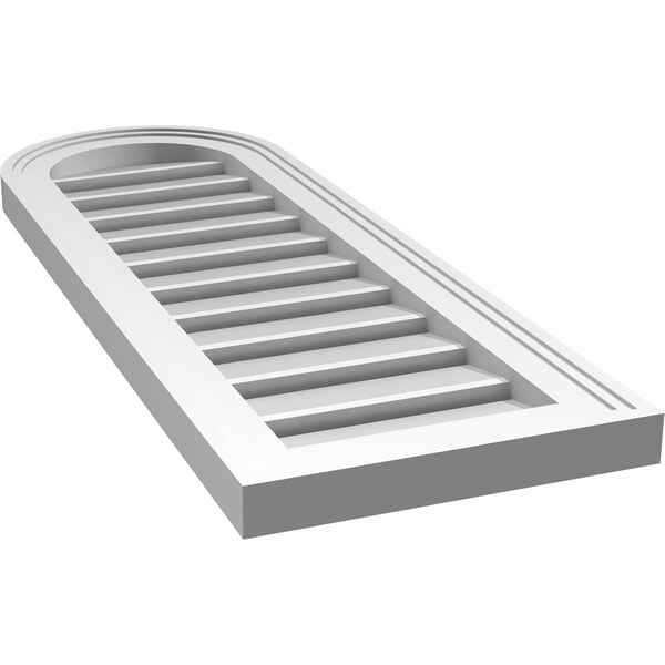 Ekena Millwork Round Top Surface Mount PVC Gable Vent: Functional, w/ 2"W x 1-1/2"P Brickmould Frame, 12"W x 34"H - GVPRT12X3402SF