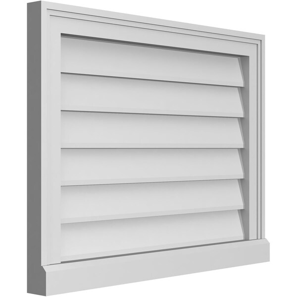 Ekena Millwork Vertical Surface Mount PVC Gable Vent w/ 2"W x 2"H , Brickmould Sill Frame, 26"W x 20"H - GVPVE26X2003SN