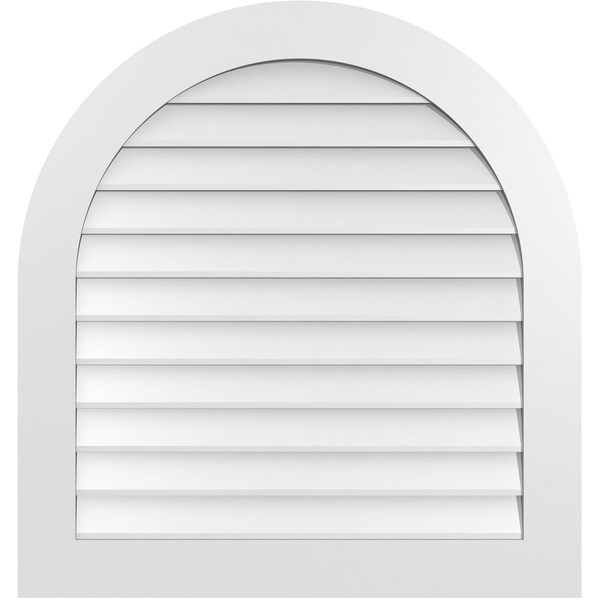 Ekena Millwork Round Top Surface Mount PVC Gable Vent: Non-Functional, w/ 3-1/2"W x 1"P Standard Frame, 34"W x 36"H - GVPRT34X3601SN