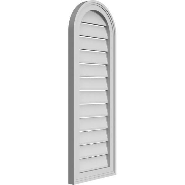 Ekena Millwork Round Top Surface Mount PVC Gable Vent: Functional, w/ 2"W x 1-1/2"P Brickmould Frame, 14"W x 38"H - GVPRT14X3802SF