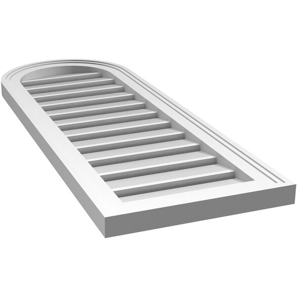 Ekena Millwork Round Top Surface Mount PVC Gable Vent: Functional, w/ 2"W x 1-1/2"P Brickmould Frame, 14"W x 38"H - GVPRT14X3802SF