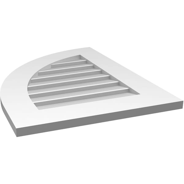 Ekena Millwork Quarter Round Top Left Surface Mount PVC Gable Vent w/ 3-1/2"W x 1"P Standard Frame, 20"W x 26"H - GVPQL20X2601SN