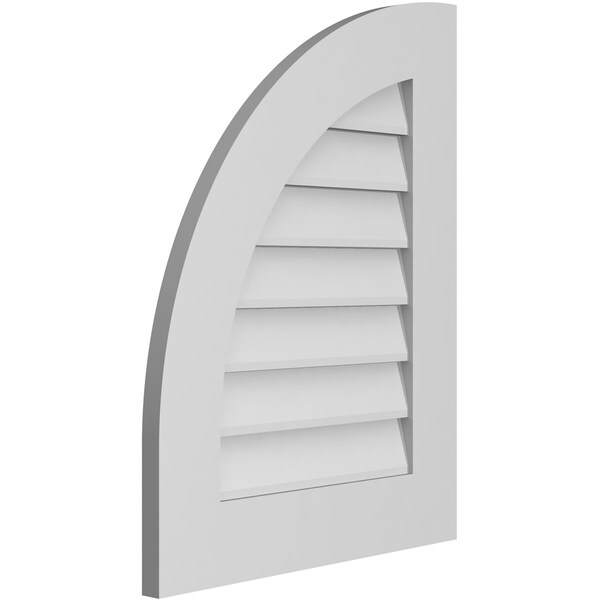 Ekena Millwork Quarter Round Top Left Surface Mount PVC Gable Vent w/ 3-1/2"W x 1"P Standard Frame, 20"W x 26"H - GVPQL20X2601SN