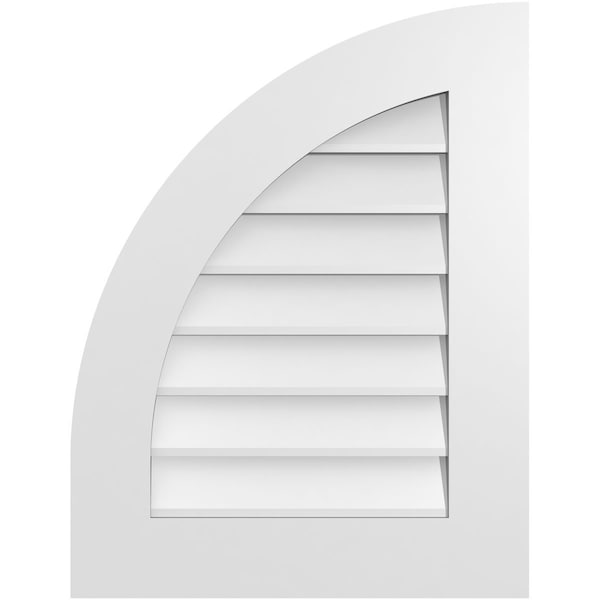 Ekena Millwork Quarter Round Top Left Surface Mount PVC Gable Vent w/ 3-1/2"W x 1"P Standard Frame, 20"W x 26"H - GVPQL20X2601SN