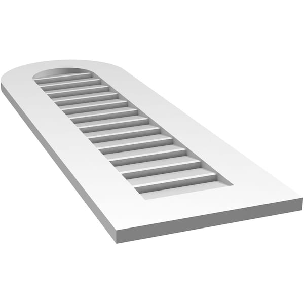 Ekena Millwork Round Top Surface Mount PVC Gable Vent: Functional, w/ 3-1/2"W x 1"P Standard Frame, 14"W x 42"H - GVPRT14X4201SF