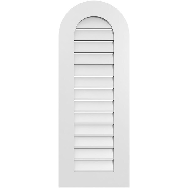 Ekena Millwork Round Top Surface Mount PVC Gable Vent: Functional, w/ 3-1/2"W x 1"P Standard Frame, 16"W x 42"H - GVPRT16X4201SF