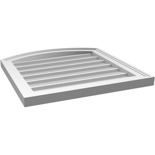 Ekena Millwork Arch Top Surface Mount PVC Gable Vent: Functional, w/ 2"W x 1-1/2"P Brickmould Frame, 22"W x 22"H - GVPAR22X2202SF