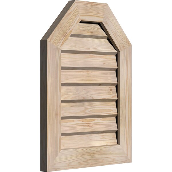 Ekena Millwork Octagonal Top Gable Vent Non-Functional, Pine Gable Vent w/ Decorative Face Frame, 16"W x 18"H - GVWOT16X1802SDUPI