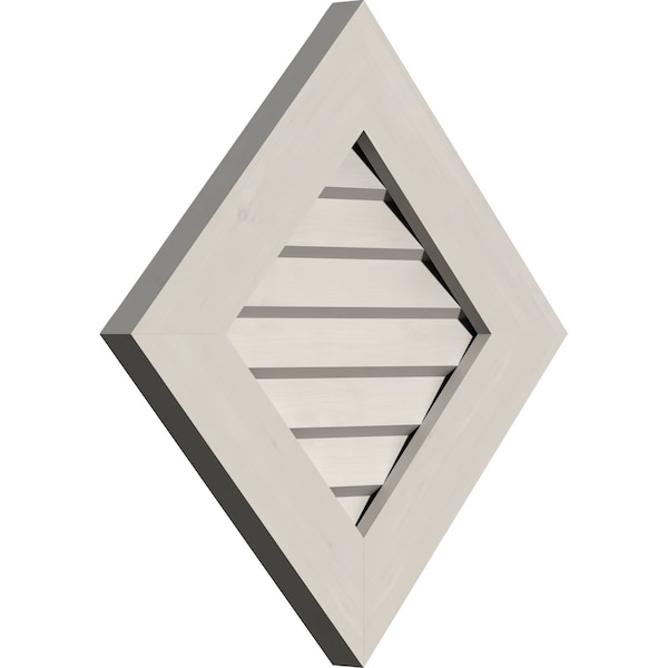 Ekena Millwork Diamond Gable Vent Primed, Non-Functional, Pine Gable Vent w/ Decorative Face Frame, 12"W x 12"H - GVWDI12X1202SDPPI