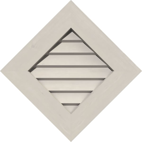 Ekena Millwork Diamond Gable Vent Primed, Non-Functional, Pine Gable Vent w/ Decorative Face Frame, 12"W x 12"H - GVWDI12X1202SDPPI