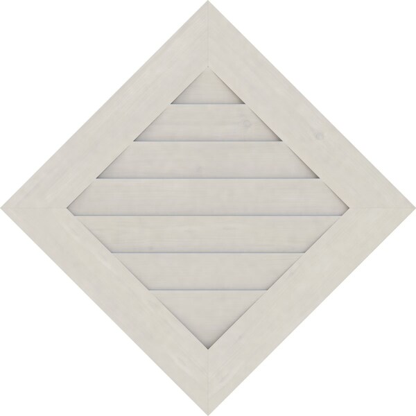 Ekena Millwork Diamond Gable Vent Primed, Non-Functional, Pine Gable Vent w/ Decorative Face Frame, 12"W x 12"H - GVWDI12X1202SDPPI