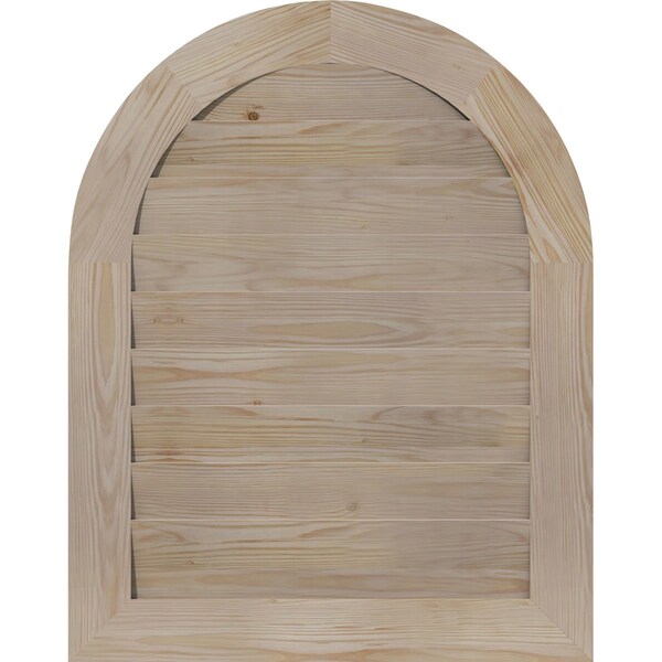 Ekena Millwork Round Top Gable Vent Non-Functional, Pine Gable Vent w/ Decorative Face Frame, 14"W x 30"H - GVWRT14X3002SDUPI