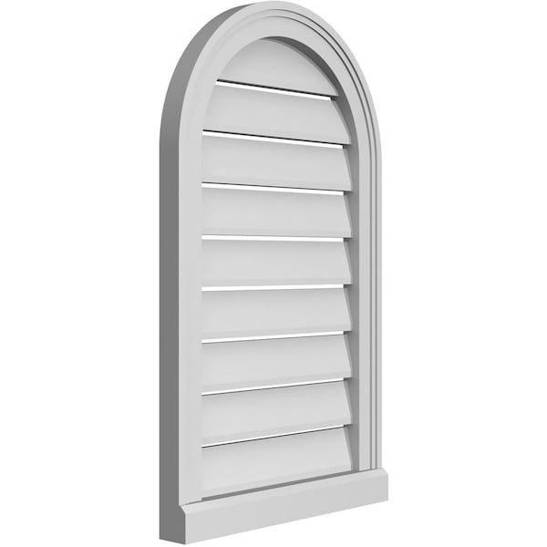 Ekena Millwork Round Top Surface Mount PVC Gable Vent: Functional, w/ 2"W x 2"P Brickmould Sill Frame, 18"W x 30"H - GVPRT18X3003SF