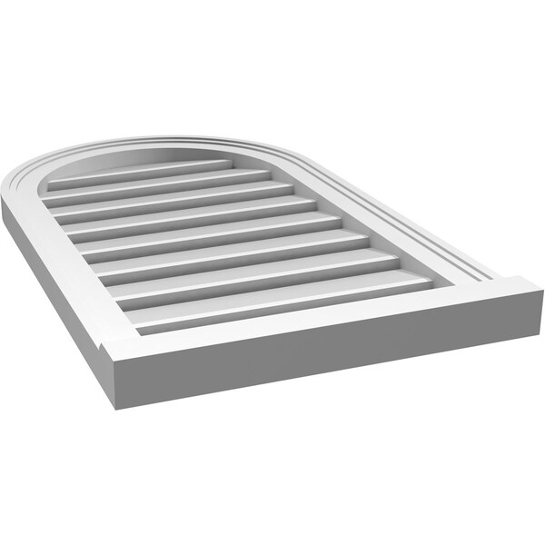 Ekena Millwork Round Top Surface Mount PVC Gable Vent: Functional, w/ 2"W x 2"P Brickmould Sill Frame, 18"W x 30"H - GVPRT18X3003SF