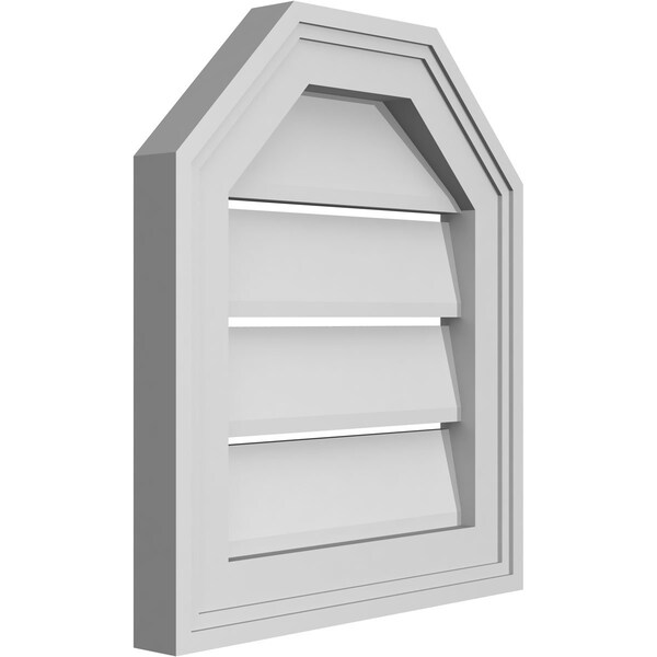 Ekena Millwork Octagonal Top Surface Mount PVC Gable Vent w/ 2"W x 1-1/2"P Brickmould Frame, 14"W x 16"H - GVPOT14X1602SF