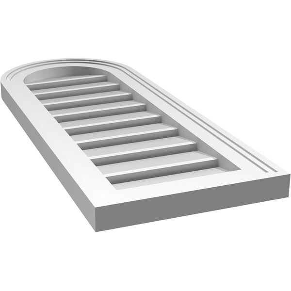 Ekena Millwork Round Top Surface Mount PVC Gable Vent: Functional, w/ 2"W x 1-1/2"P Brickmould Frame, 12"W x 30"H - GVPRT12X3002SF