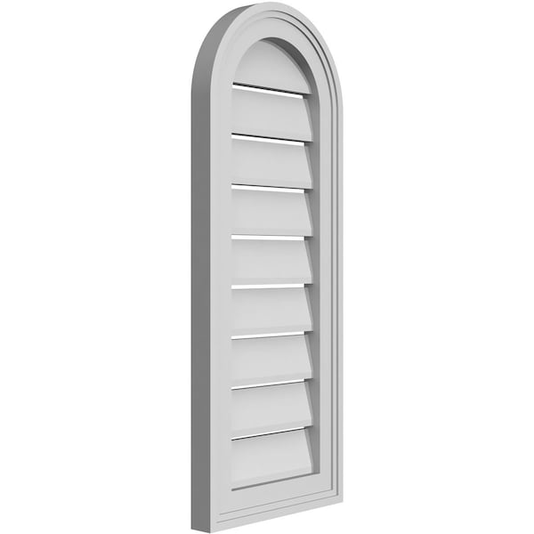 Ekena Millwork Round Top Surface Mount PVC Gable Vent: Functional, w/ 2"W x 1-1/2"P Brickmould Frame, 12"W x 30"H - GVPRT12X3002SF