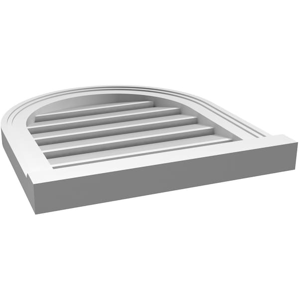 Ekena Millwork Round Top Surface Mount PVC Gable Vent: Functional, w/ 2"W x 2"P Brickmould Sill Frame, 18"W x 20"H - GVPRT18X2003SF