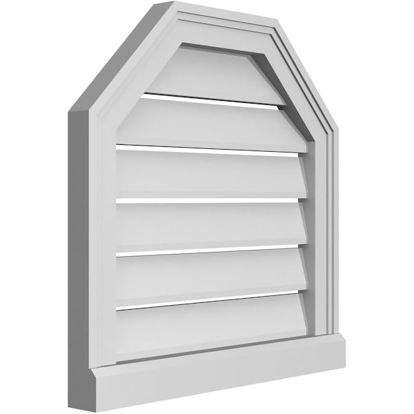 Ekena Millwork Octagonal Top Surface Mount PVC Gable Vent w/ 2"W x 2"P Brickmould Sill Frame, 20"W x 20"H - GVPOT20X2003SF