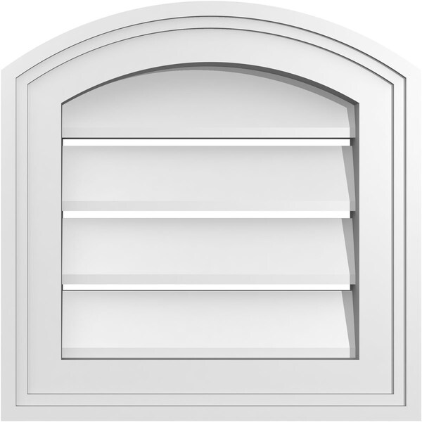 Ekena Millwork Arch Top Surface Mount PVC Gable Vent: Non-Functional, w/2"W x 1-1/2"P Brickmould Frame, 12"W x 42"H - GVPAR12X4202SN